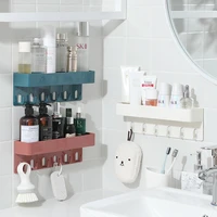 045 wall mounted kitchen and bathroom with 6 hooks storage shelf cosmetics storage rack 30610cm