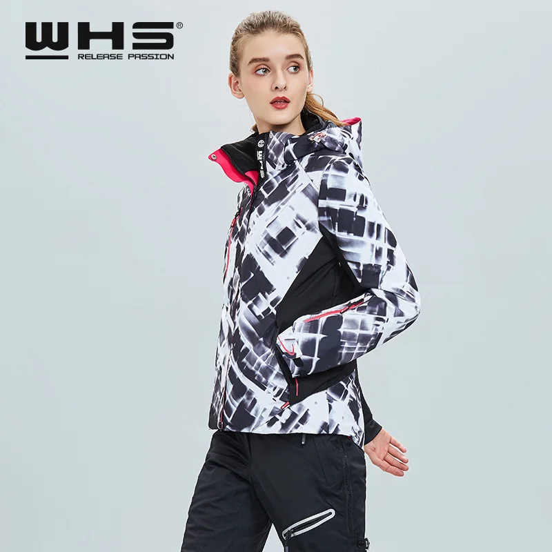 WHS новые женские лыжные куртки зимняя уличная теплая зимняя куртка пальто Женская водонепроницаемая зимняя куртка женская дышащая спортивная одежда