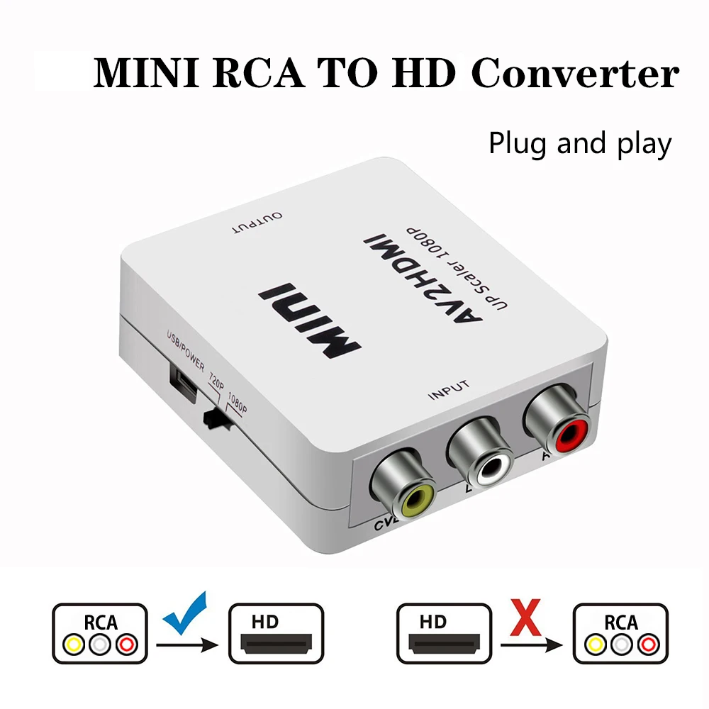 AV/RCA CVBS к HDMI совместимый 1080P видео конвертер мини AV2HDMI адаптер коробка для HDTV