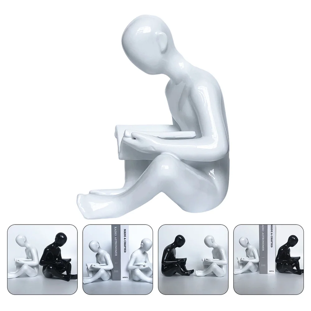 

1Pc Decorative Bookend Household Resin Artware Figurine Bookshelf Adornment