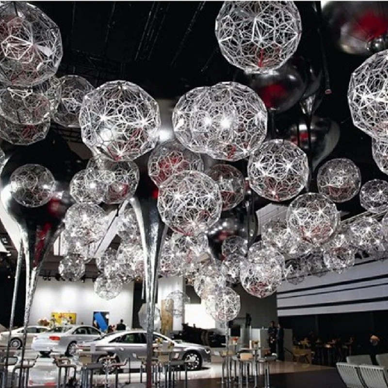 Современные подвесные светильники в виде паутины из золотистой медной и