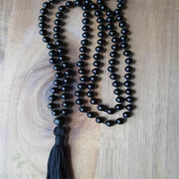 6mm glossy black onyx gemstone 108 beads mala necklace healing lucky cheaply natural ruyi chakas cuff elegant diy wrist unisex