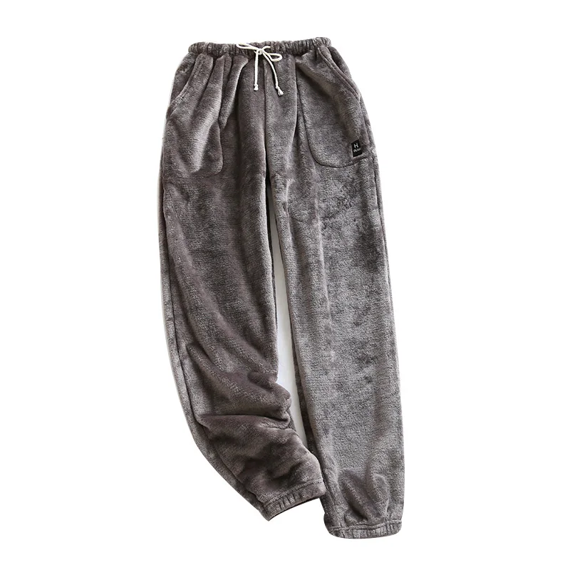2022 Fall Winter Pants Bottoms For Couples Warm Thick Coral Fleece Sleep Pants Soft Pajamas For Men Women Plus Velvet Trousers