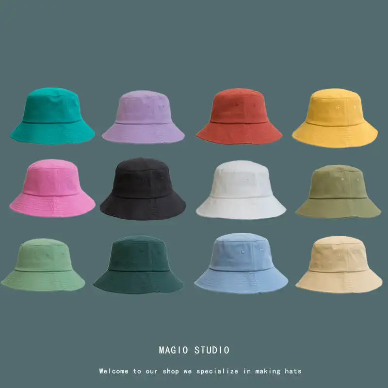 

[Meltryllis] Korean Adult Solid Color Summer Foldable Bucket Hat Wide Brim Beach UV Protection Round Top Sunscreen Fisherman Cap