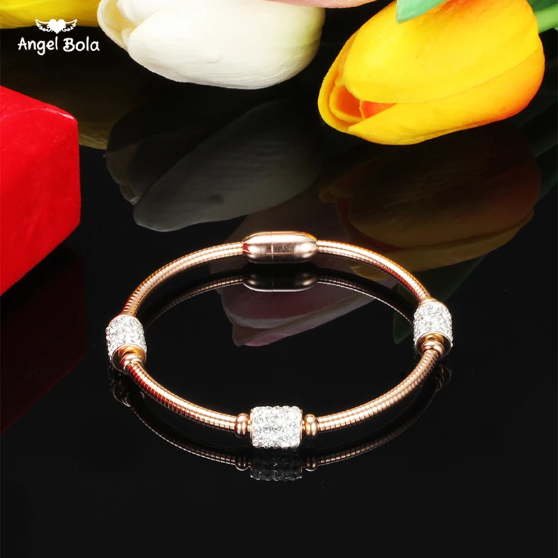 Женский браслет со змеиным плетением из нержавеющей стали золотого и