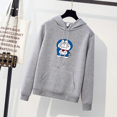 

Real Shot Plush Autumn And Winter Clothes New Cartoon Print Loose Long Sleeve Hooded Coat Ins Top Fashion