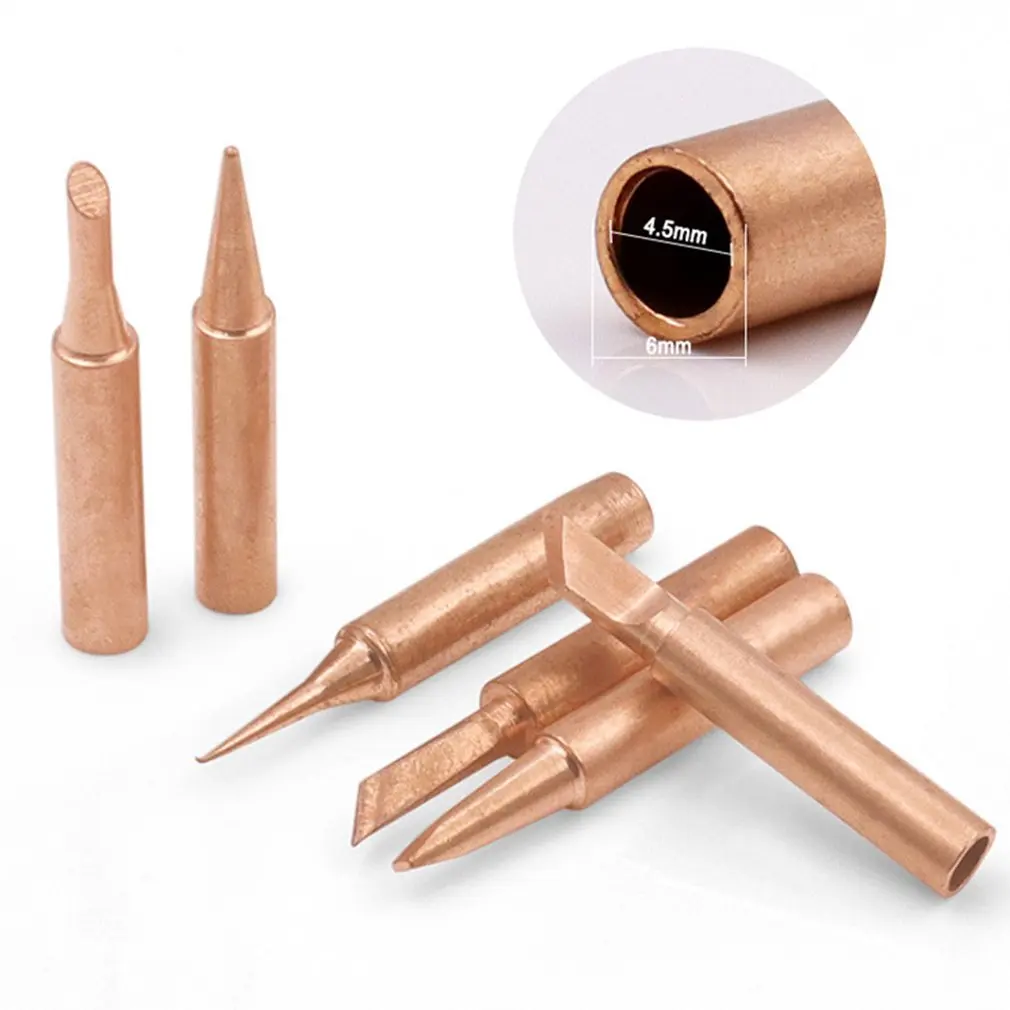 

6pcs Soldering Iron Pure Copper 900M Soldering Iron Head Set I/B/K/SK/2.4D/3C Inside Hot Bare Copper Electric Soldering Iron Tip