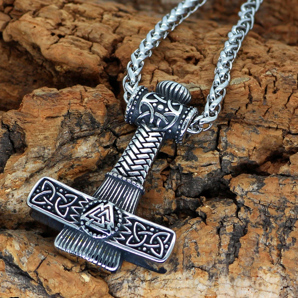 Nordic Stainless Steel Mjolnir Valknut Viking Necklace With Gift Bag | Украшения и аксессуары