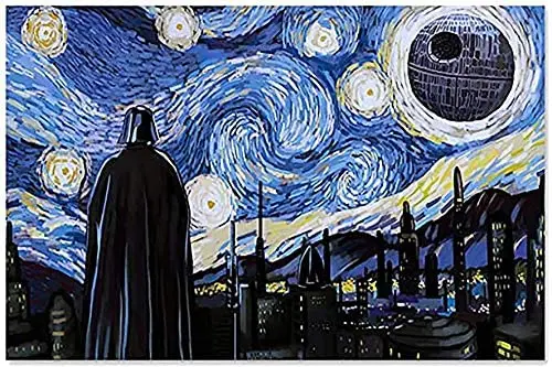 

Starry Night With Star War Style Retro Metal Tin Sign Plaque Decor Art Shabby Chic Gift Suitable for indoor/outdoor 12x8 Inch