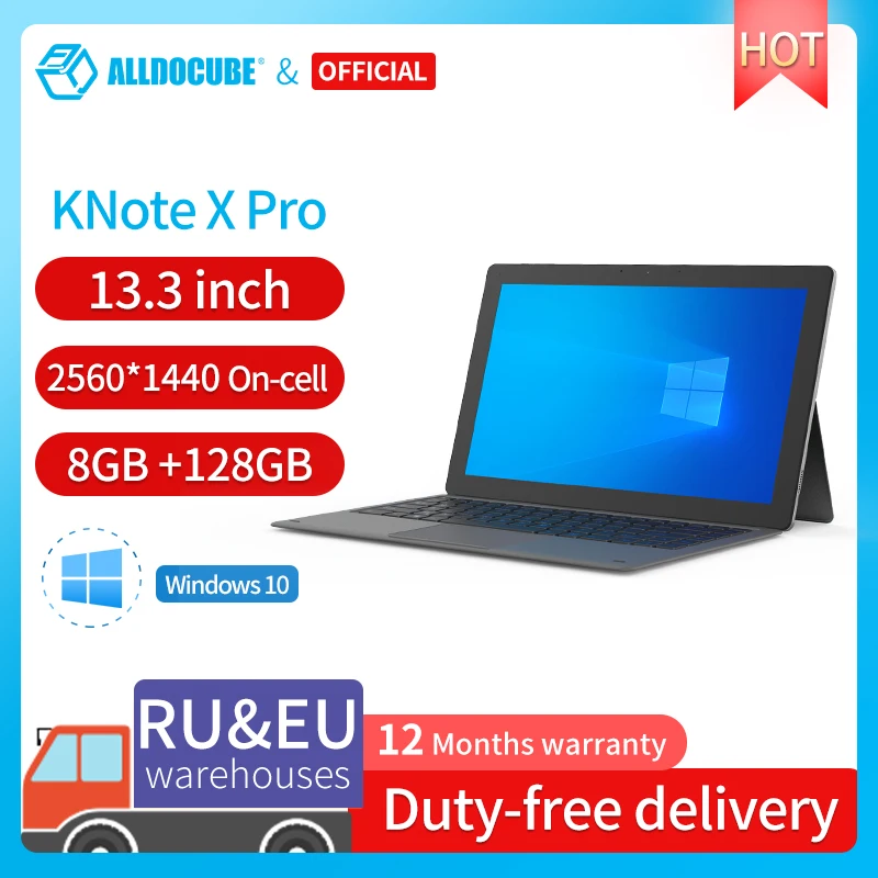ALLDOCUBE KnoteX Pro 13.3 Inch  2 IN 1 Tablet 2560*1440 IPS Windows 10 intel Gemini Lake N4100 8GB RAM 128GB SSD TYPE-C