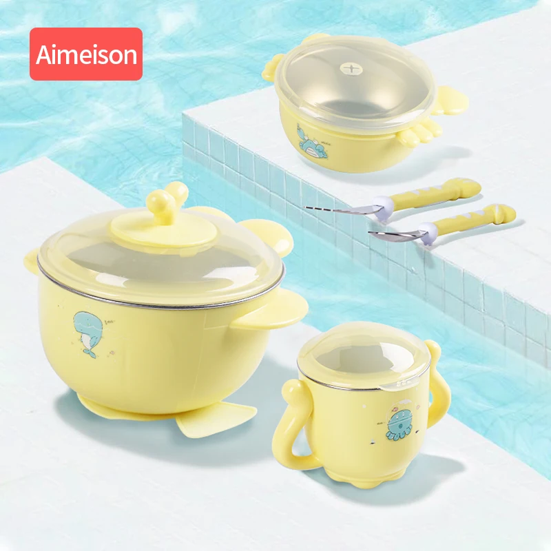 Набор детской посуды из нержавеющей стали милая мультяшная термопосуда детская