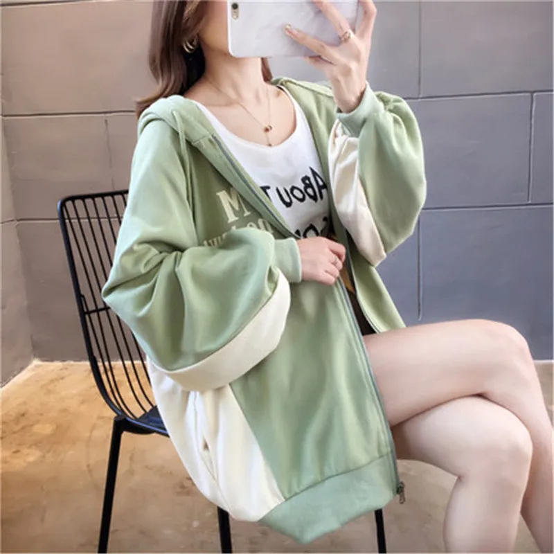 

2020 Fashion Hooded Sweatshirts Women Spring Autumn Korean Loose Harajuku bf lazy wind Cardigan Jackets m621