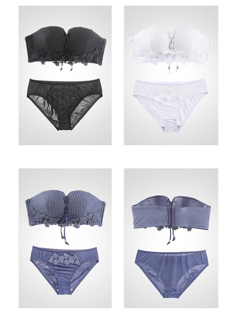 Drawstring Strapless Push Up Bras For Small Breasts Women Invisible Backless Sexy Bra Lace Underwear Wireless Lingerie Japanese
