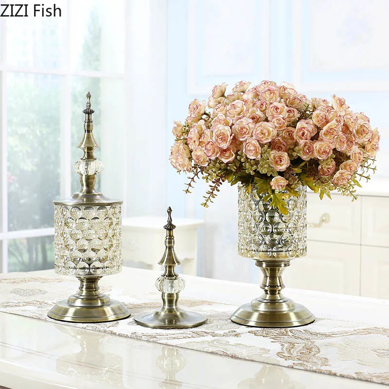 Скандинавская винтажная декоративная ваза для цветов стеклянная роскошный