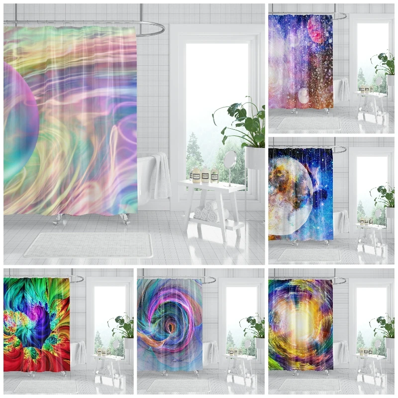 

Abstract Mystic Shower Curtain Psychedelic Color Waterproof Polyester Bathroom Curtains Home Decoration With Hooks