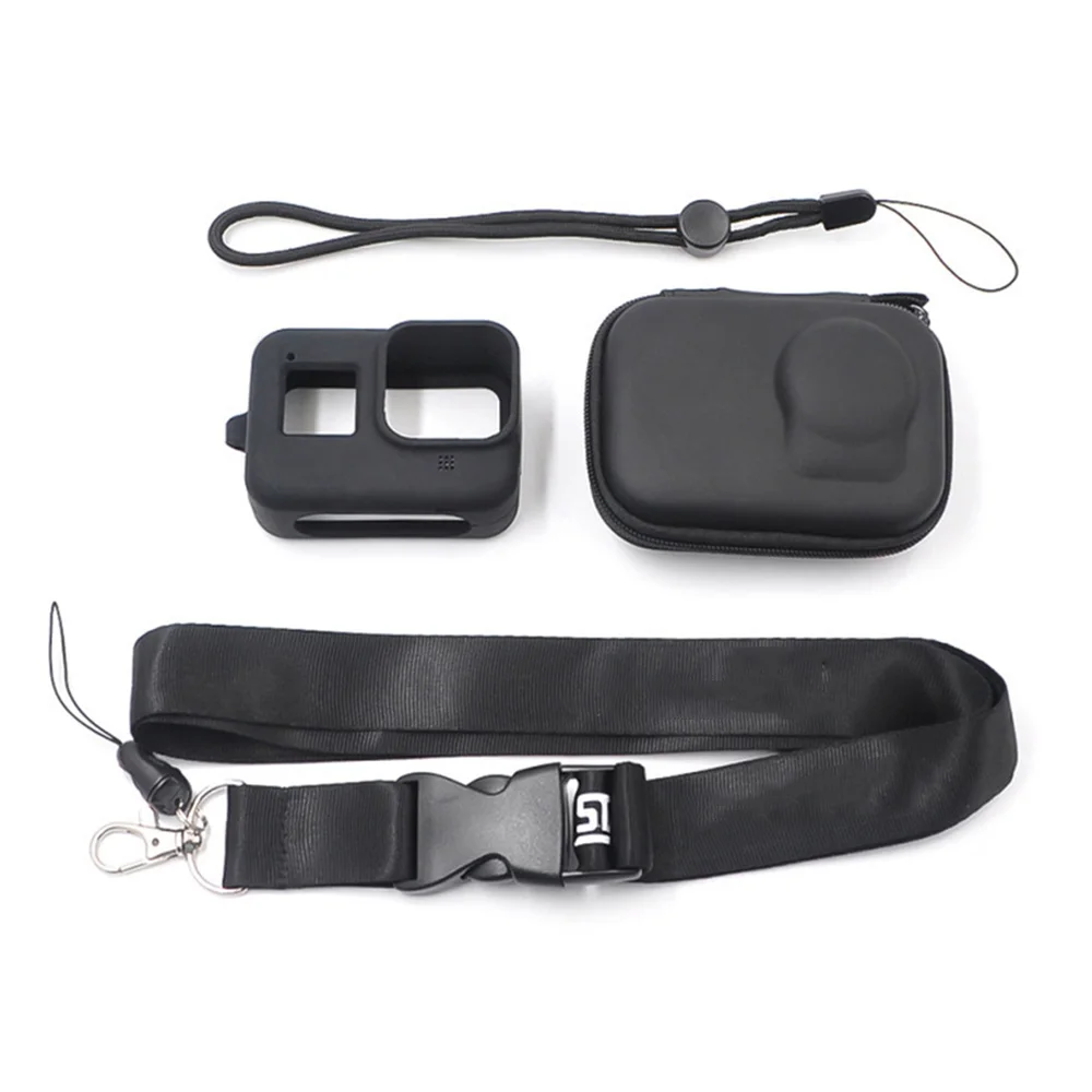 

Силиконовый защитный чехол для камеры 4 в 1, сумка для хранения, ремешок на шею, ремешок для GoPro Hero 8, аксессуары для спортивных камер