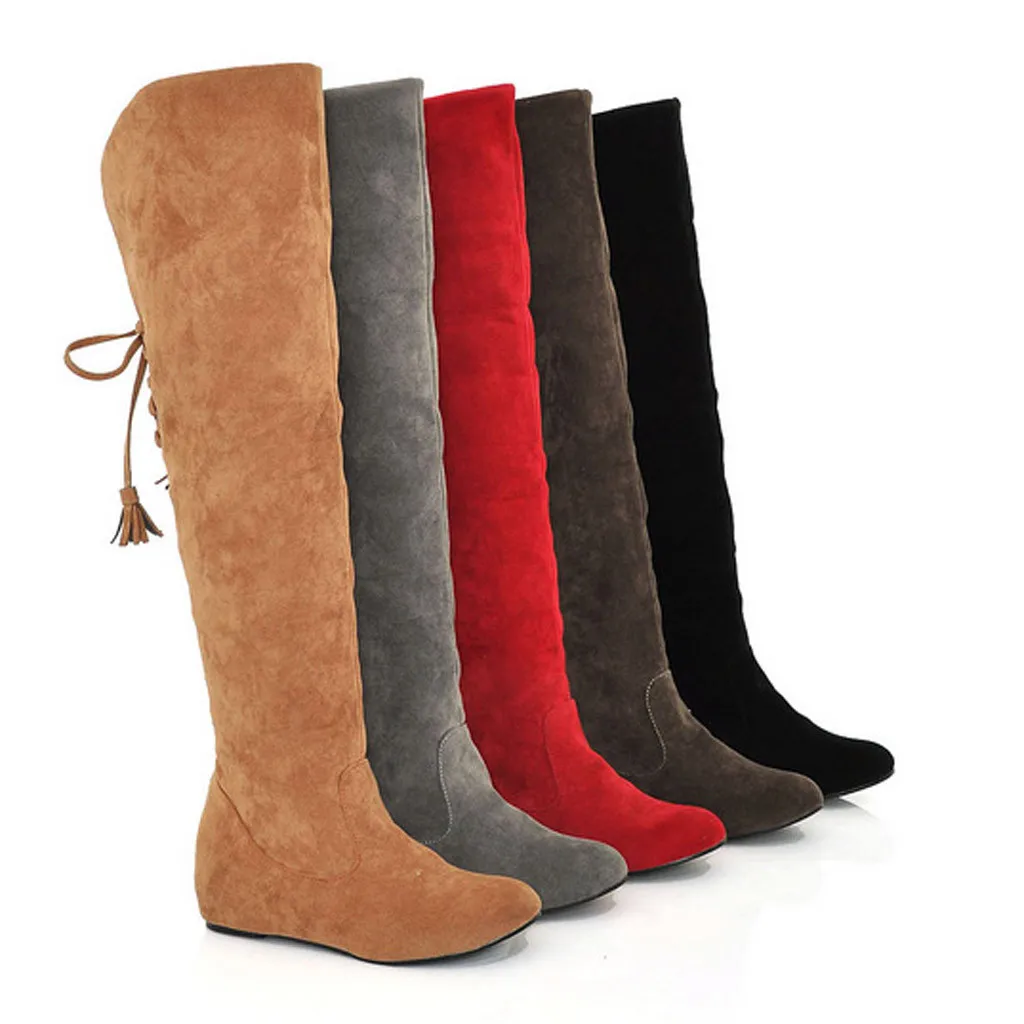 Зимняя женская обувь на плоской подошве со шнуровкой танкетке теплые зимние