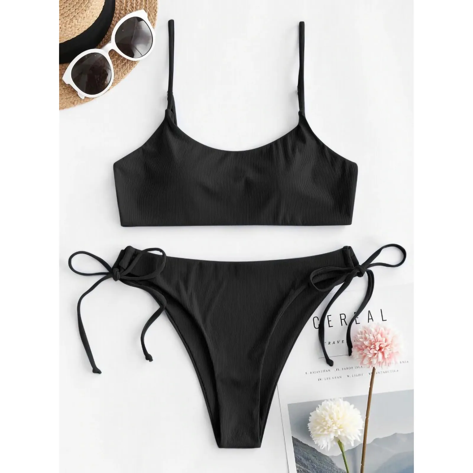 

Sexy Bikinis Solid Push Up Padded Bikini Set 2021 New High Waist Side Tie Swimsuit Female Swimwear Women Bather Biquini Mujer