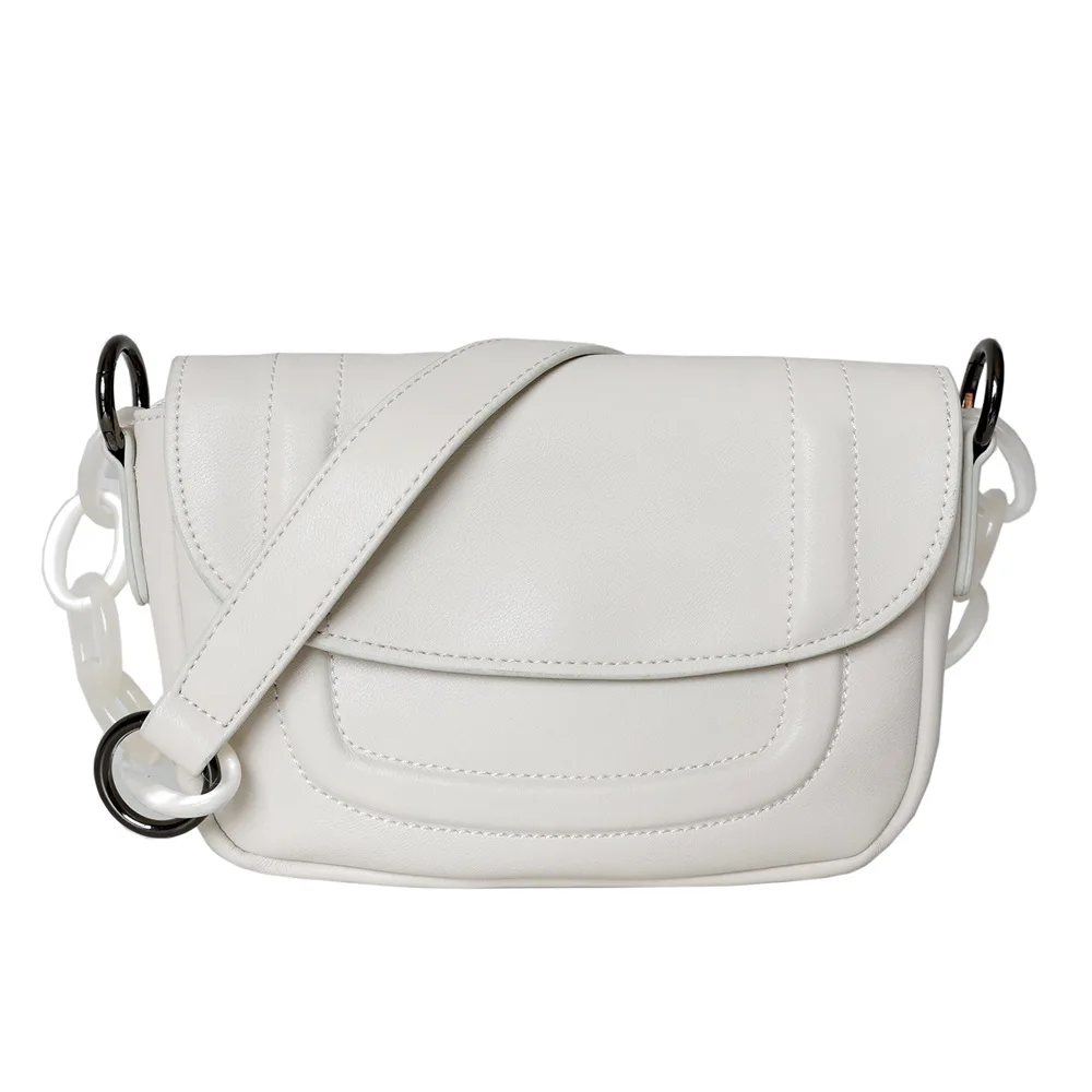 

Simple Vintage Designer Women Messenger Bags Ladies Casual Acrylic Chain Crossbody Shoulder Bag Cowhide Messenger Bag