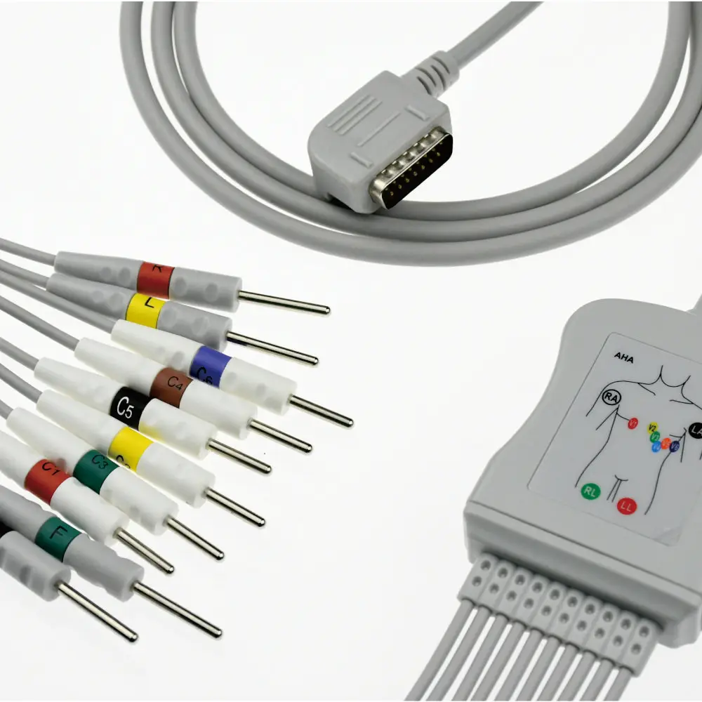 

EK-07B Popular EKG Cable With 10 Leadwires For KANZ, Cardioline Detal I Plus For Patient Monitor B Style