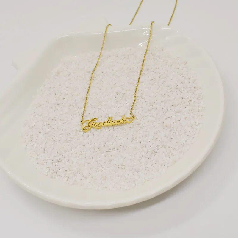 Ожерелье с надписью Good Luck для женщин и девочек простое модное ретро ожерелье