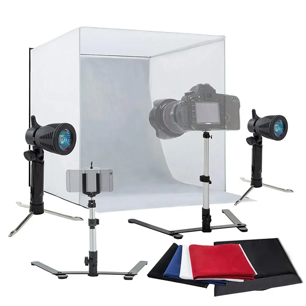 

60cm Shelves Mini Mini LED Folding Photo Background Light Box Softbox With Photography Lamp For Photo Studio For Photography