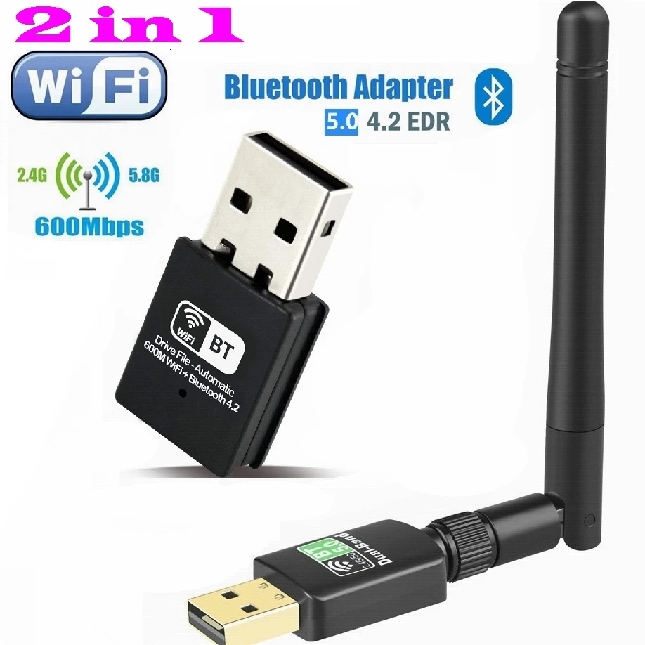 2-в-1 USB Wi-Fi Bluetooth-адаптер 600 Мбит/с 2 4/5 ГГц | Компьютеры и офис