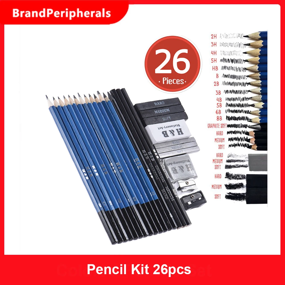 26 шт. профессиональный карандаш для рисования скетчей набор включает в себя