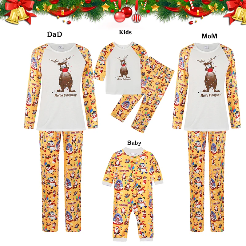 

2021 Рождественский Семейный комплект одинаковой пижамы с оленем для взрослых и детей семейная Одинаковая одежда Топ + штаны Рождественская ...