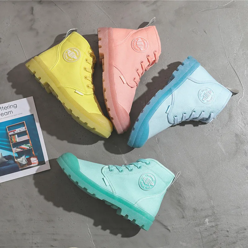 

LEOSOXS High-Top Women Canvas Shoes Platform Casual Sneakers Jelly Sole Comfort Breathable Sport Running Canvas Vulcanized Shoes