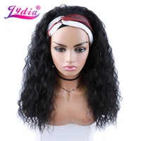 lydia long natural wave headband synthetic hair wigs for african american women black 20 inch kanekalon daily party curly wig