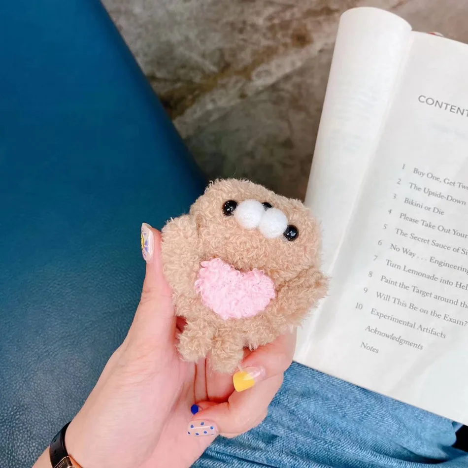 3D Cute Earphone Case for Airpods Case Cartoon Knitted plush Cover for Apple Airpods 2 Case Bear Teddy Dog Rabbit Earpods Case