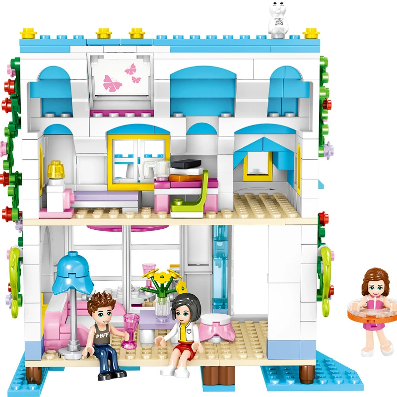 Друзья серии поп звезда дом строительные блоки с фигурами пляжная вилла кирпичи