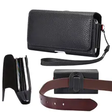 Dual Phone Pouch PU Leather Waist Case For iPhone Samsung Huawei Xiaomi Holster Bags Belt Cover Universal 5.5-6.9 with Strap