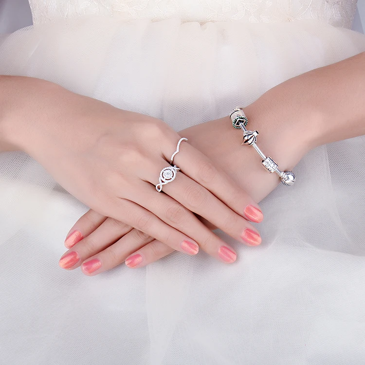 JewelryPalace бесконечность любви 4 зубец круглый с кубического циркония Stackable Halo Обручение кольцо устанавливает 925 пробы серебра подарок Для женщин