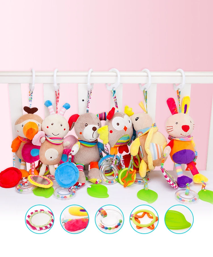 

Newborn Baby Plush Stroller Toys Baby Rattles Mobiles Cartoon Animal Hanging Bell Educational Baby Toys 0-12 Months Speelgoed