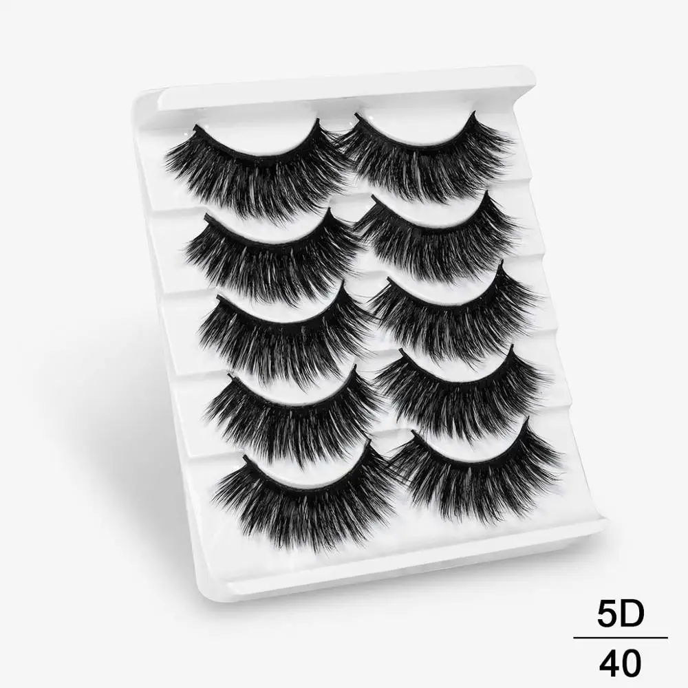 2/5 пар 3D искусственным мехом норки, накладные ресницы в естественном стиле/толстые длинные ресницы тонкими макияж Красота клей для наращивания ресниц инструменты для макияжа бровей - Цвет: 5D40