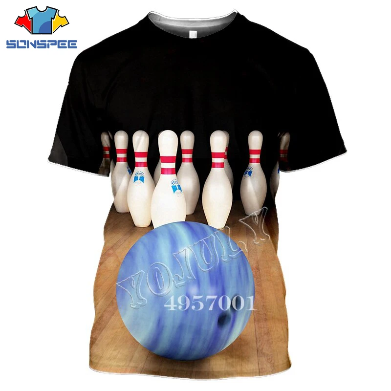 

2021 New Bowling Funny 3D Printing Harajuku T Shirt Adult Casual T-Shirt Short-Sleeved Men Hip Hop Pullover Tops Women Clothes