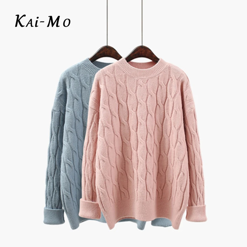 KAI-MO Solid Sweaters Women Autumn Winter Fashion Basic Pullover Female Jumpers Long Sleeve Pull Femme Casual Knitted Top | Женская