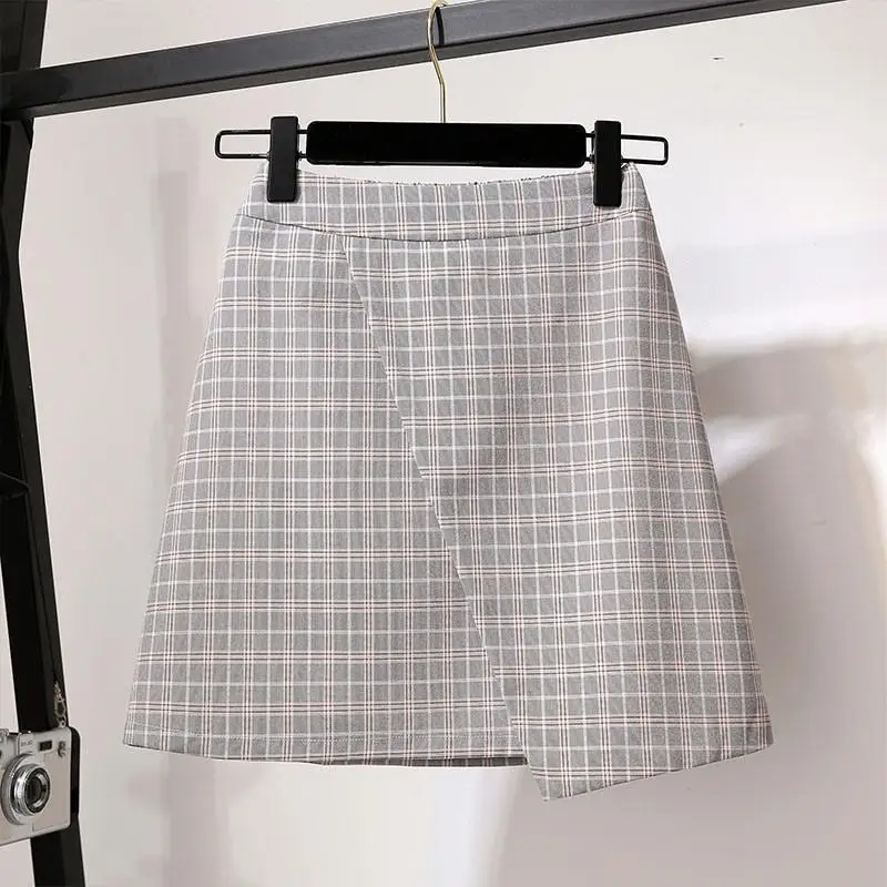 Woman Pink t shirt 2 pieces skirt sets summer elegant Korean pices women plaid casual two piece outfits girl |