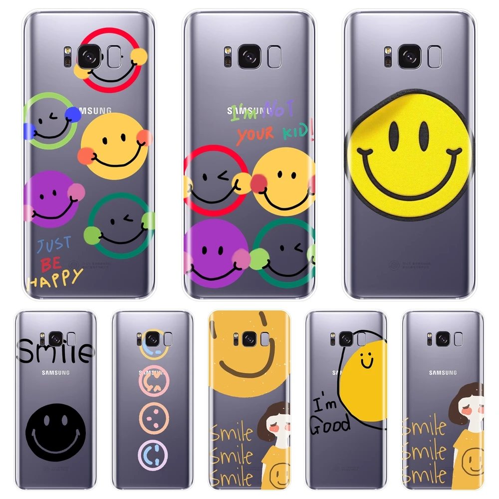 Чехол-накладка для Samsung Galaxy Note 4 5 8 9 мягкий силиконовый чехол с милыми улыбками S5 S6