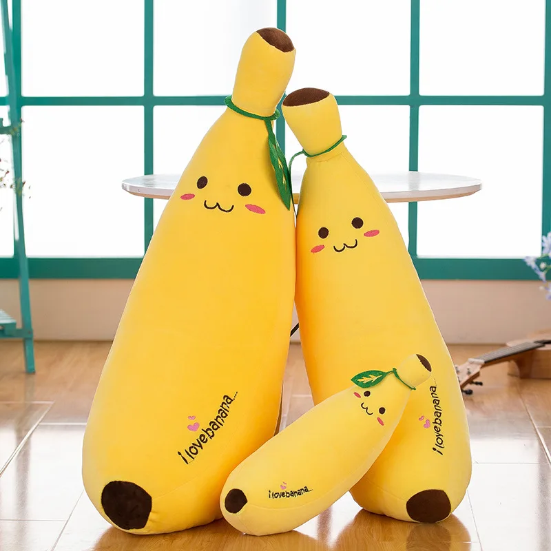 

Free ship 60/80cm creative simulation fruit plush toy banana pillow hugs for girl gift sleeping doll children christmas birthday