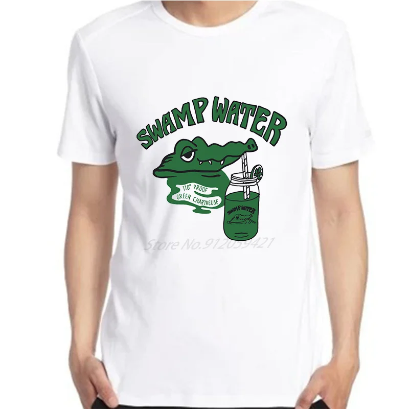 

Мужская летняя футболка Swamp Water футболка музыка панк Рок мультфильм Аллигатор изношенный крутой подарок оверсайз топы футболки рубашка муж...