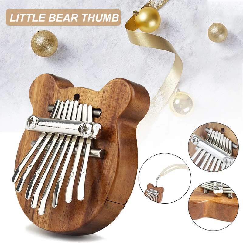 

Оптовая продажа, красное дерево, мини-калимба, изысканное Пальчиковое пианино для большого пальца, милый медведь, подвесной рюкзак, украшен...