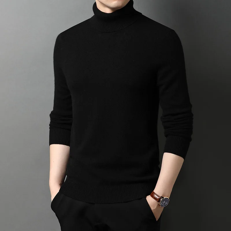 

2021 Winter Turtleneck Solid Color Sweaters men knitted bottoming shirt 66301
