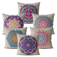 mandala print pillow covers decorative 4040 4545 linen beige black garden outdoor pillow cover for living room cushion cover