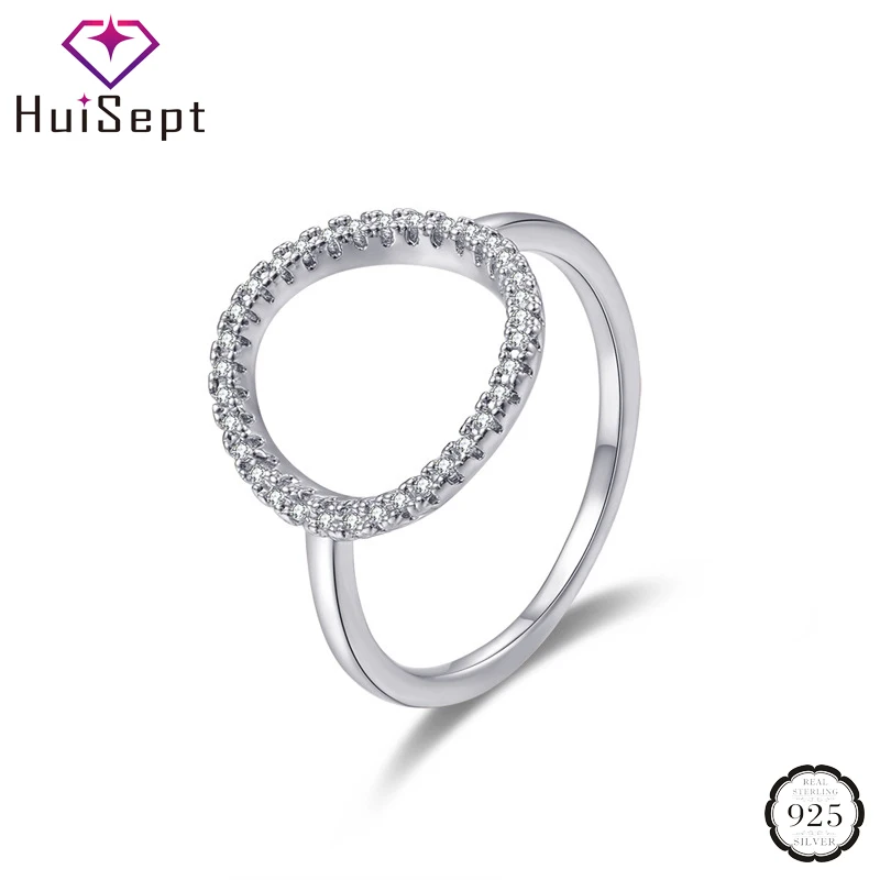 

HuiSept Charm Silver Jewelry Ring with Zircon Gemstone Finger Rings for Women Weddings Promise Party Gift Accessories Wholesale