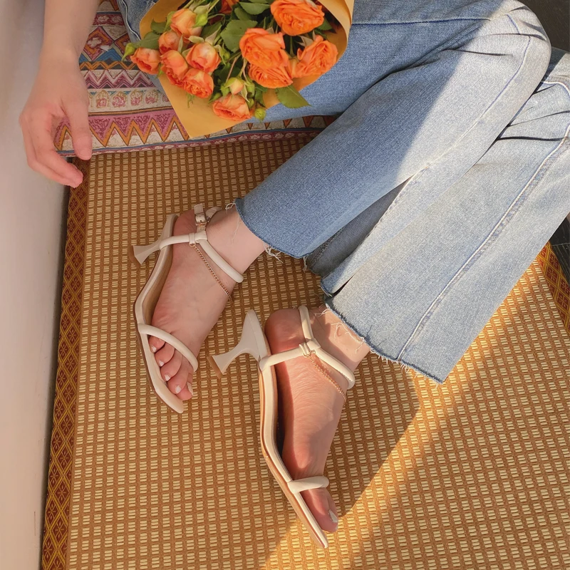 

KemeKiss Women High Heel Sandals Real Leather Strange Heel Women Summer Shoes Fashion Sexy Shoes For Women Footwear Size 34-40