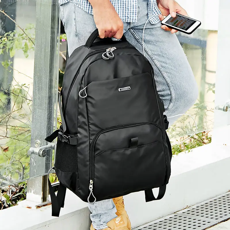 Большой Вместительный рюкзак для ноутбука мужской черный водонепроницаемый