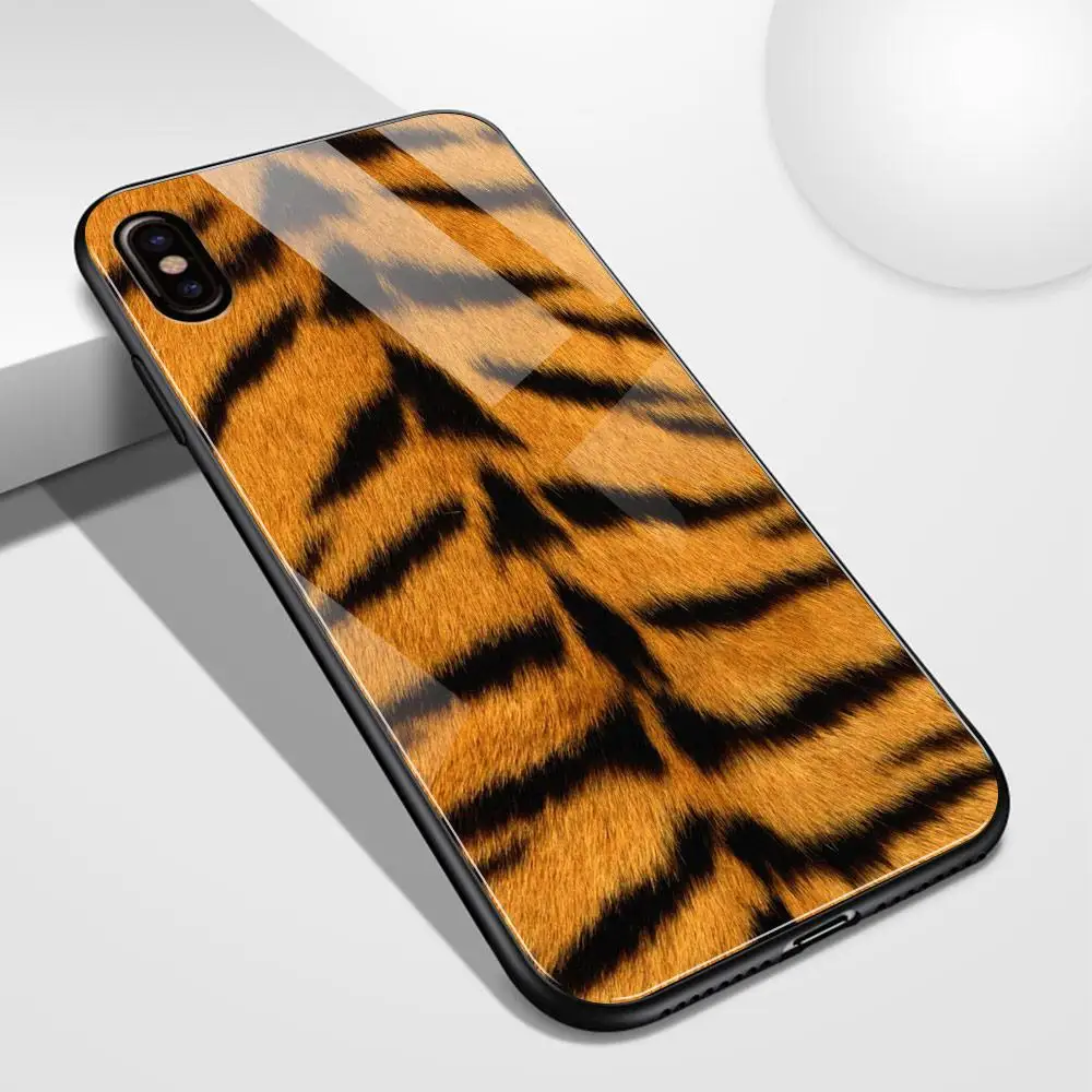 

Case For IPhone 12 Mini Glass Hard Back Zebra Tiger Leopard Skin Cover Coque For IPhone 6 6s 7 8 Plus X XS Max XR 11 Pro Max SE2